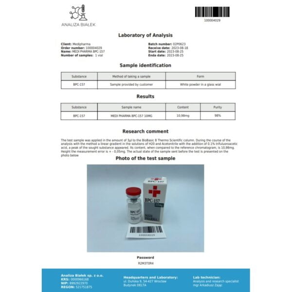 Informe de laboratori Medi Pharma BPC-157